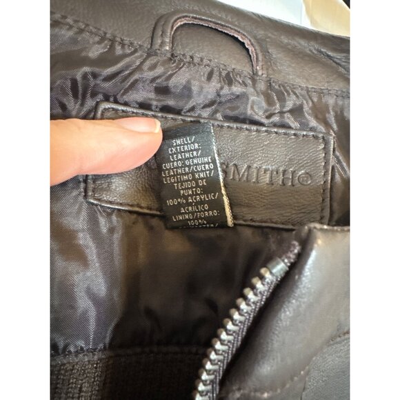 Jaclyn Smith Genuine Lambskin Leather & Knit Brown Jacket M - Picture 3 of 8